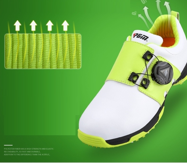 PGM Golf Sneakers - Wodoodporne, antypoślizgowe buty sportowe z mikrofibry dla dzieci, z obrotowymi sznurowadłami - Wianko - 2