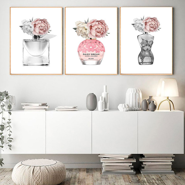 Minimalistyczny obraz nordycki na płótnie Paris Perfumy - modny plakat kwiatowy do nowoczesnego salonu - Wianko - 2