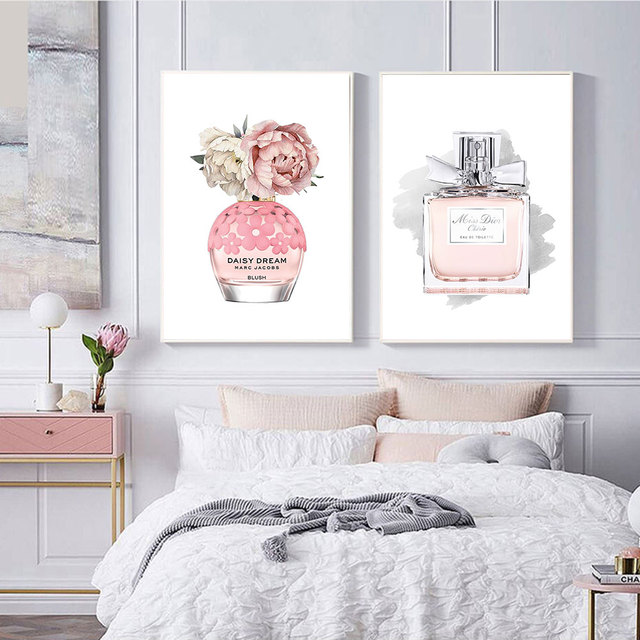Minimalistyczny obraz nordycki na płótnie Paris Perfumy - modny plakat kwiatowy do nowoczesnego salonu - Wianko - 3