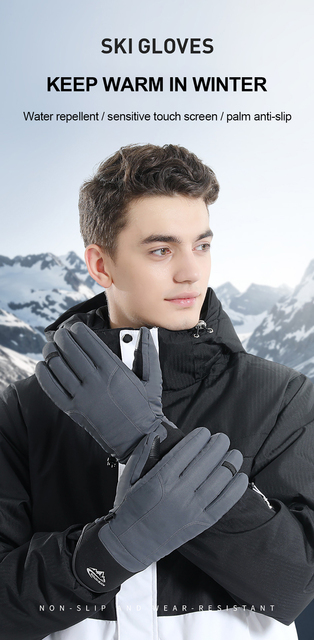 Rękawiczki narciarskie zimowe na narty, snowboardowe, kolarstwo - ekran dotykowy, wodoodporne, wiatroodporne - unisex - Wianko - 1
