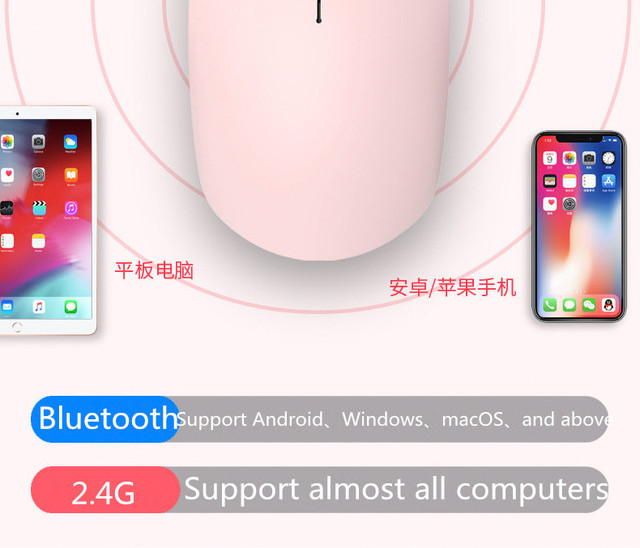 Mysz bezprzewodowa RGB Bluetooth, cicha, ergonomiczna, akumulatorowa, zmienny DPI, USB dla komputera PC i laptopa - Wianko - 9