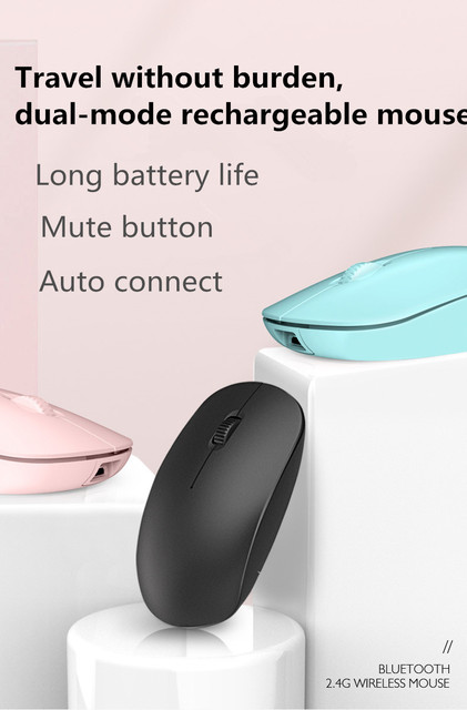 Mysz bezprzewodowa RGB Bluetooth, cicha, ergonomiczna, akumulatorowa, zmienny DPI, USB dla komputera PC i laptopa - Wianko - 1