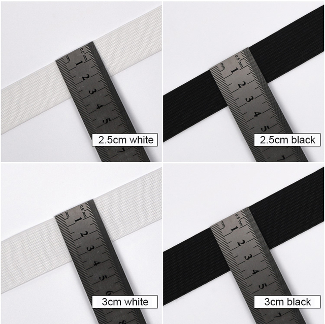 Czarno-biały pasek elastyczny z linią gumką 25mm-40mm do DIY szycia odzieży i tekstyliów domowych - 1M/2M - Wianko - 11