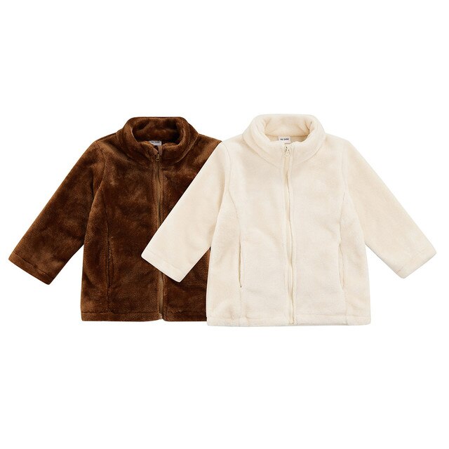 Dziecięcy płaszcz polarowy pluszowy, idealny na jesień i zimę, dla chłopca, 18M-6Y, w jednolitym kolorze, 2021 - Wianko - 2