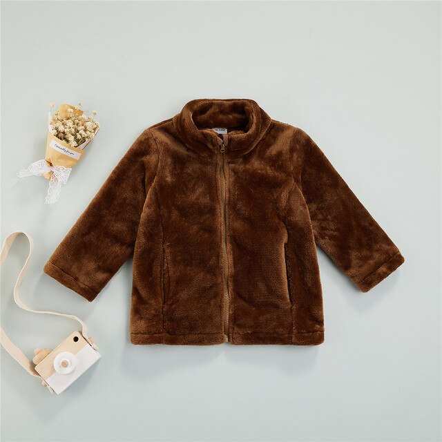 Dziecięcy płaszcz polarowy pluszowy, idealny na jesień i zimę, dla chłopca, 18M-6Y, w jednolitym kolorze, 2021 - Wianko - 3