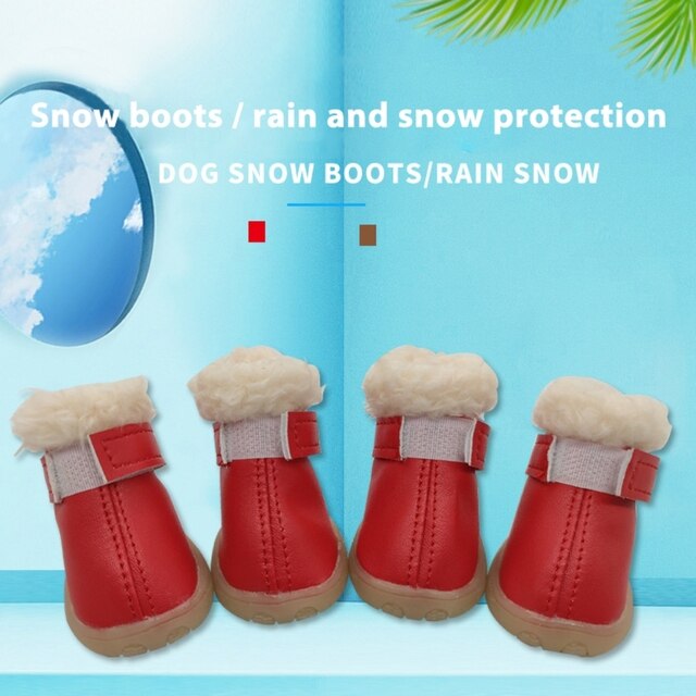Zimowe wodoodporne buty dla małych psów oraz kotów – Chihuahua, mopsy. Zimowe skórzane śniegowce dla psów, super ciepłe, artykuły dla zwierząt - Wianko - 3