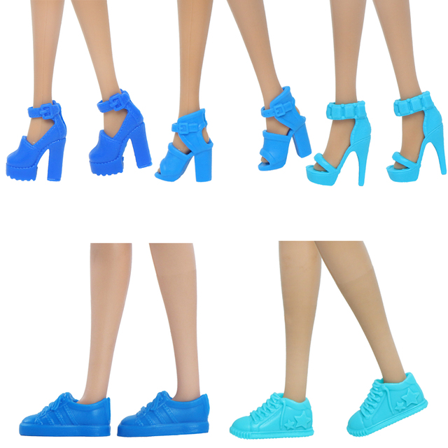 Wysokiej jakości buty dla lalek kolor serii, 5 par Mix Style: wysokie obcasy, sandały na płaskim obcasie, buty ubrania akcesoria dla Barbie Doll - Wianko - 11