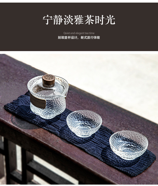 Zestaw herbaty HMLOVE z 3 sztukami wysokiego boru krzemu, 2 kubkami Gaiwan, matowym przezroczystym szkłem, poręczną podróżną wazą Teaware ceremonia 200Ml - Wianko - 13