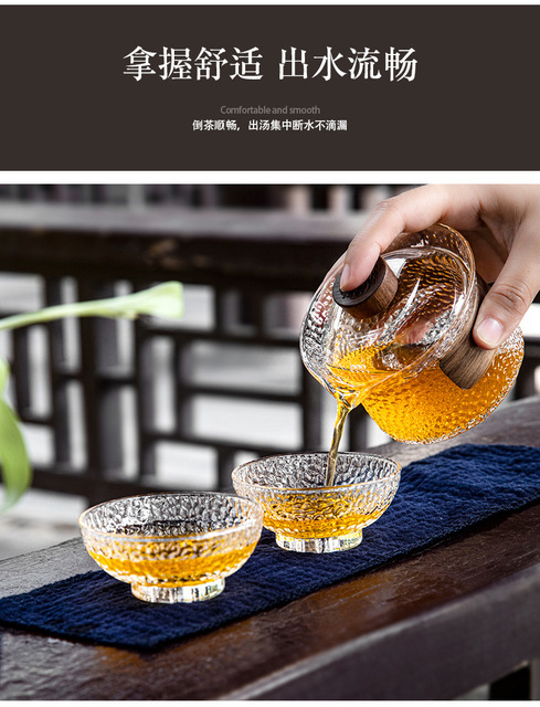 Zestaw herbaty HMLOVE z 3 sztukami wysokiego boru krzemu, 2 kubkami Gaiwan, matowym przezroczystym szkłem, poręczną podróżną wazą Teaware ceremonia 200Ml - Wianko - 6