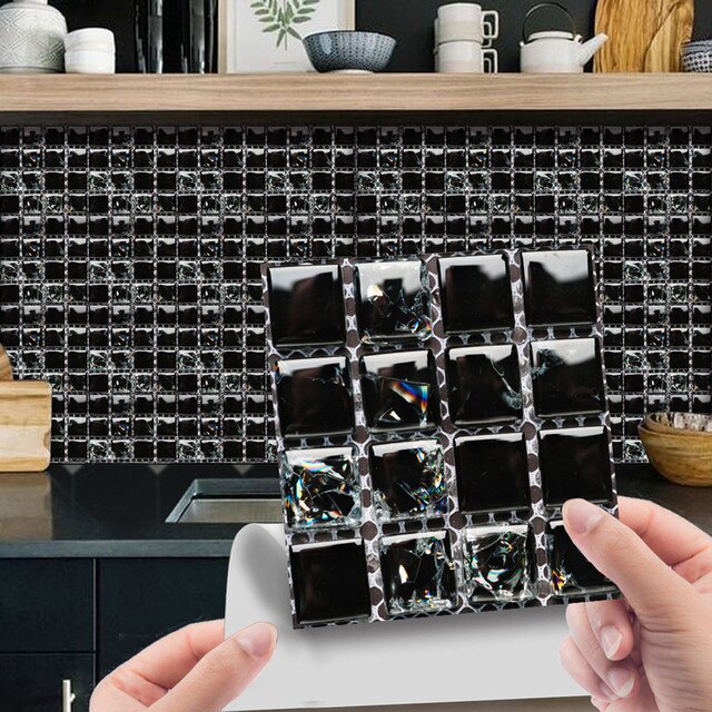 20/10 szt. 3D kryształowe naklejki na kafelki - samoprzylepne, wodoodporne naklejki ścienne do kuchni, łazienki i salonu - Wianko - 36