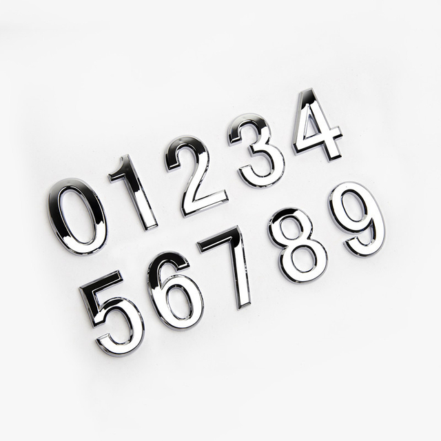 Nowoczesne cyfrowe tablice adresowe zewnętrzne do domu - srebrne #0-9, 5cm, 3D - Wianko - 2