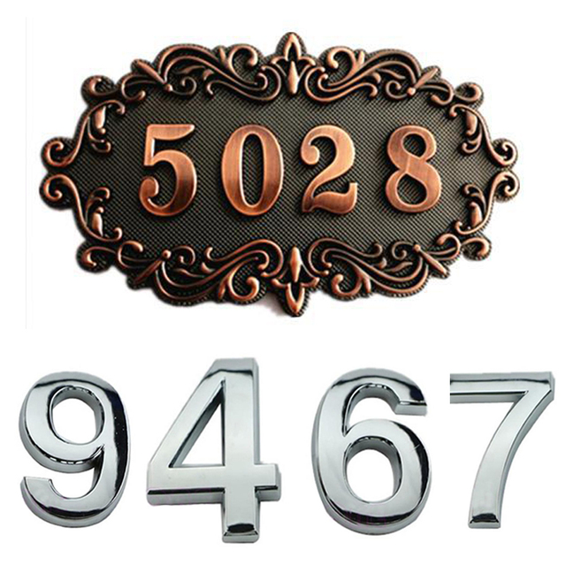 Nowoczesne cyfrowe tablice adresowe zewnętrzne do domu - srebrne #0-9, 5cm, 3D - Wianko - 3