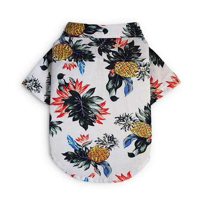 Letnia koszula dla psa z nadrukiem psa i wzorem ananasa, styl hawajski - Wianko - 4