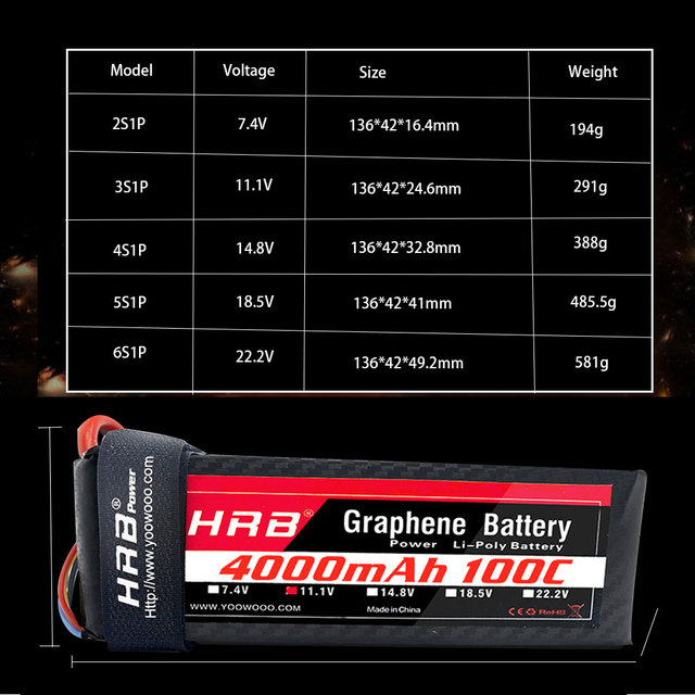 Akumulator HRB Lipo 2S-6S 4000mah z grafenem XT90 dla RC Monster trucks, samochody i drony - Wianko - 1