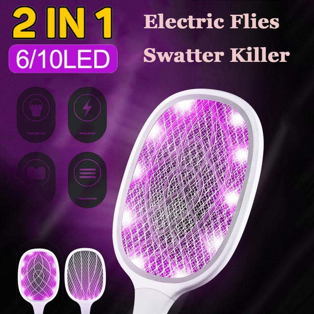 Elektryczna łapka na owady - Swatter zabójca much i komarów z UV lampą - Wianko - 1
