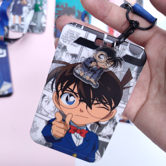 Figurka akcji Anime detektyw Conan - kółko do kluczy z etui na dowód osobisty, Pass Gym i telefon komórkowy - pokrowiec na karty z wisiorkiem i zabawką - Wianko - 6