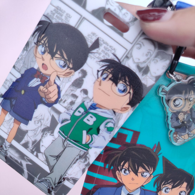 Figurka akcji Anime detektyw Conan - kółko do kluczy z etui na dowód osobisty, Pass Gym i telefon komórkowy - pokrowiec na karty z wisiorkiem i zabawką - Wianko - 8