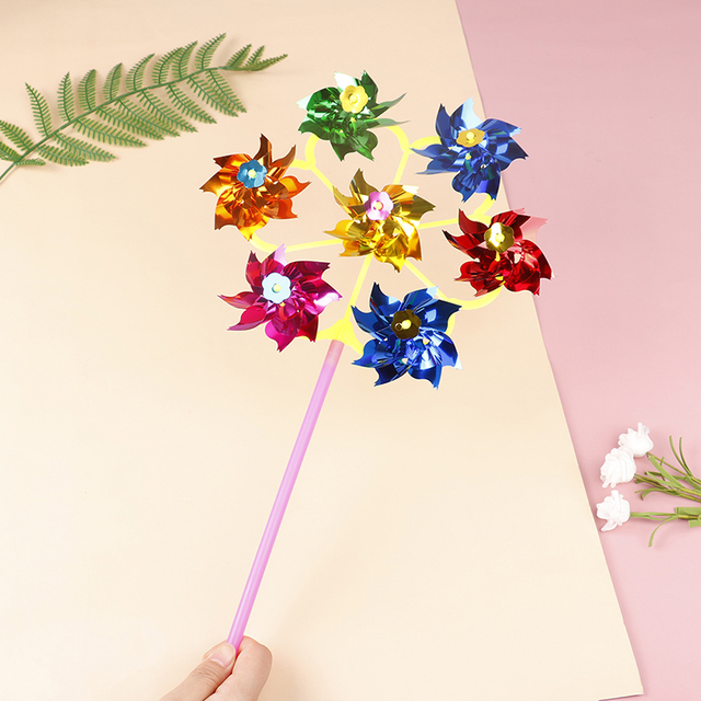 Plastikowy kolorowy wiatraczek DIY 28x19.5cm dla dzieci - dekoracja ogrodowa i domowa - Wianko - 5