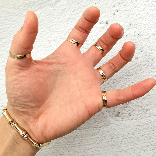 Pierścień Punk szkielet pięć palców z motywem dłoni i kościotrupa, regulowany rozmiar - biżuteria Hip Hop Steampunk Halloween - Wianko - 6