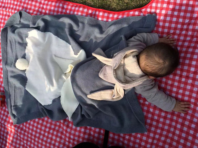 Dziecko zamszowa bawełniana kołdra 3D królik Knitting - ciepły, miękki, idealny dla wózka - rekwizyt fotograficzny dla niemowląt i otulina dla noworodków - Wianko - 28