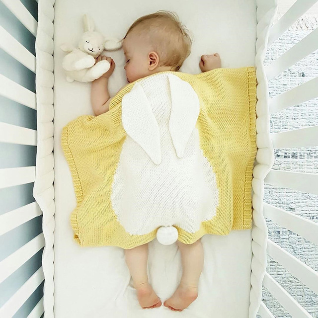 Dziecko zamszowa bawełniana kołdra 3D królik Knitting - ciepły, miękki, idealny dla wózka - rekwizyt fotograficzny dla niemowląt i otulina dla noworodków - Wianko - 11