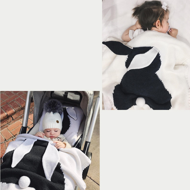 Dziecko zamszowa bawełniana kołdra 3D królik Knitting - ciepły, miękki, idealny dla wózka - rekwizyt fotograficzny dla niemowląt i otulina dla noworodków - Wianko - 14