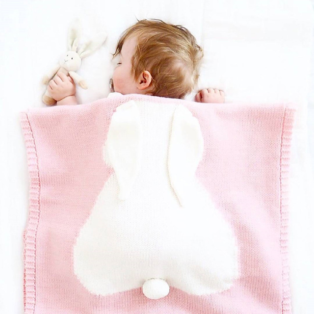 Dziecko zamszowa bawełniana kołdra 3D królik Knitting - ciepły, miękki, idealny dla wózka - rekwizyt fotograficzny dla niemowląt i otulina dla noworodków - Wianko - 12