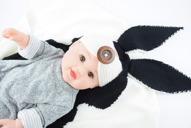 Dziecko zamszowa bawełniana kołdra 3D królik Knitting - ciepły, miękki, idealny dla wózka - rekwizyt fotograficzny dla niemowląt i otulina dla noworodków - Wianko - 25