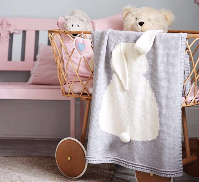 Dziecko zamszowa bawełniana kołdra 3D królik Knitting - ciepły, miękki, idealny dla wózka - rekwizyt fotograficzny dla niemowląt i otulina dla noworodków - Wianko - 13