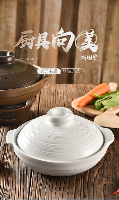 Duży garnek do gotowania z uchwytem i pokrywą z gliny ceramicznej – idealny do przygotowywania zapiekanek oraz zupy Ramen - Wianko - 1