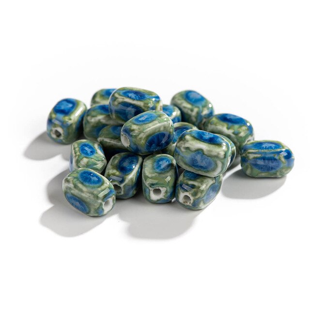 Kwadratowe różowo-niebieskie ceramiczne koraliki - zestaw 10 sztuk - Wianko - 1