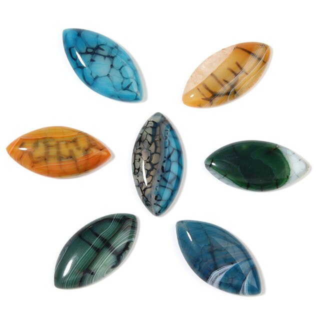 Kamień naturalny Cabochon oko konia, 2 sztuki, owalne, czarne, paski o wadze 20x30 mm, kolor pomarańczowy/zielony/niebieski, do tworzenia biżuterii DIY - Wianko - 1