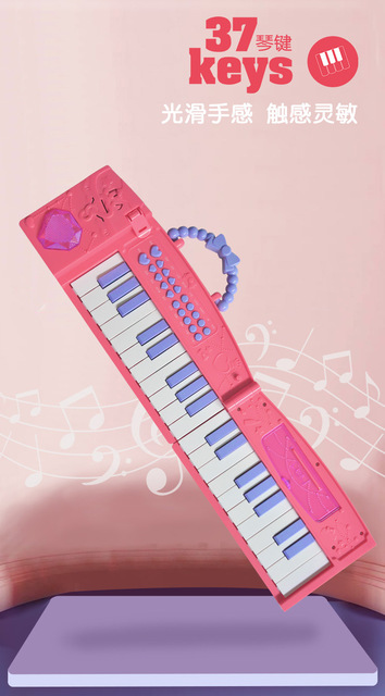 Elektroniczny składany fortepian 37-klucz z mikrofonem - zabawka edukacyjna dla dzieci - Wianko - 2