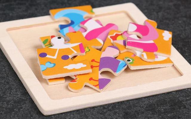 Zestaw 4 sztuk drewnianych puzzli 3D dla dzieci - Puzzle edukacyjne Baby Cartoon zwierząt/ruchu - Wianko - 6