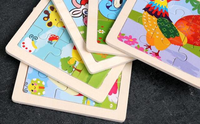 Zestaw 4 sztuk drewnianych puzzli 3D dla dzieci - Puzzle edukacyjne Baby Cartoon zwierząt/ruchu - Wianko - 5