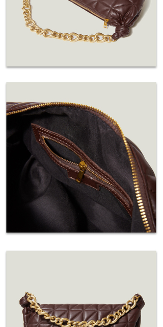 Torebka damska projektanta Lingge na ramię, wykonana z pikowanego, grubego, miękkiego PU Leather, ozdobiona dużymi łańcuszkami metalowymi - Wianko - 16