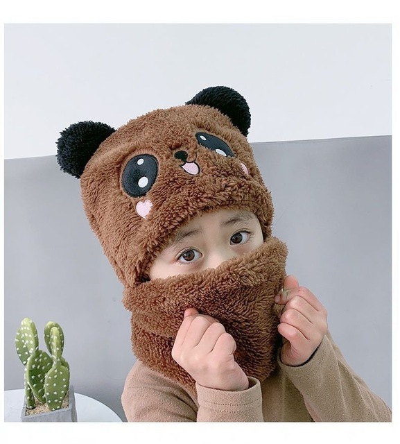 Dziecięce czapki jesienne/zimowe z miękkiego i ciepłego materiału wysokiej jakości w słodkim stylu pandy dla chłopców i dziewczynek - Wianko - 24