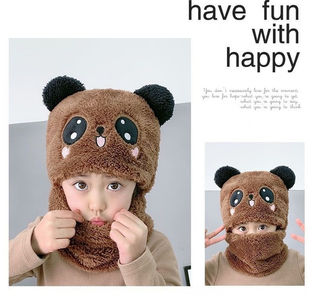 Dziecięce czapki jesienne/zimowe z miękkiego i ciepłego materiału wysokiej jakości w słodkim stylu pandy dla chłopców i dziewczynek - Wianko - 25