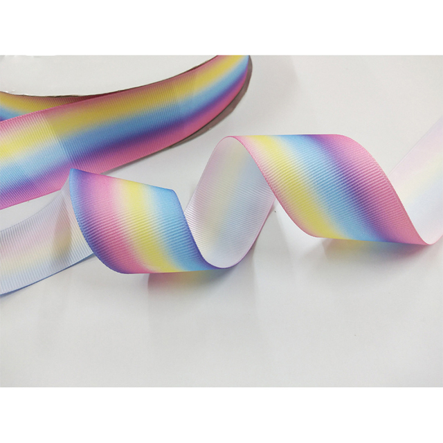 Kolorowe wstążki tkania gradientu - 5 m/lot - dekoracja Hairbow DIY - Wianko - 14
