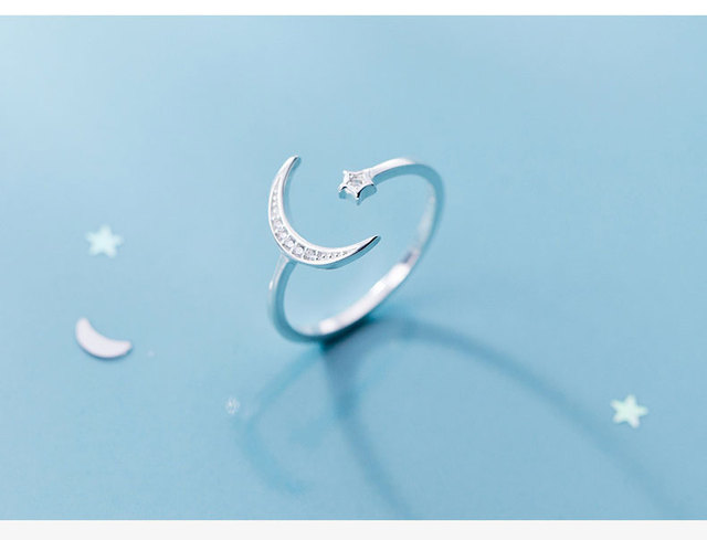 Pierścień La Monada Moon Star - regulowany rozmiar, wykonany z 925 srebra, minimalistyczny, dla kobiet, biżuteria wysokiej jakości - Wianko - 7