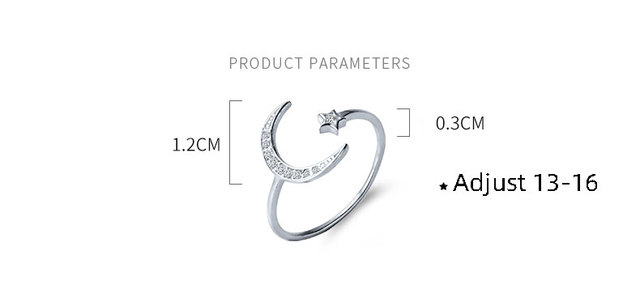 Pierścień La Monada Moon Star - regulowany rozmiar, wykonany z 925 srebra, minimalistyczny, dla kobiet, biżuteria wysokiej jakości - Wianko - 2