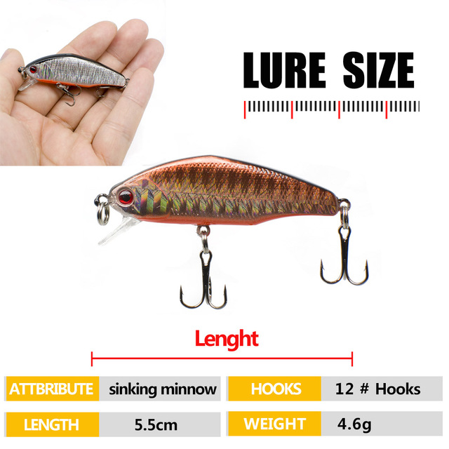 Przynęty Mini Minnow 5.5cm 4.6g do łowienia okonia i pstrąga - Wianko - 1