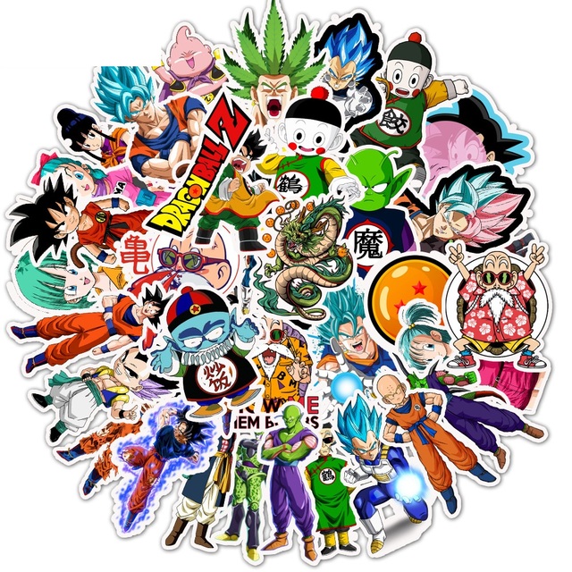 50 naklejek z postaciami Super Anime Cartoon Saiyan Goku - do deskorolki, gitary, walizki, motocykla, graffiti - dla dzieci jako DIY zabawki - Wianko - 1