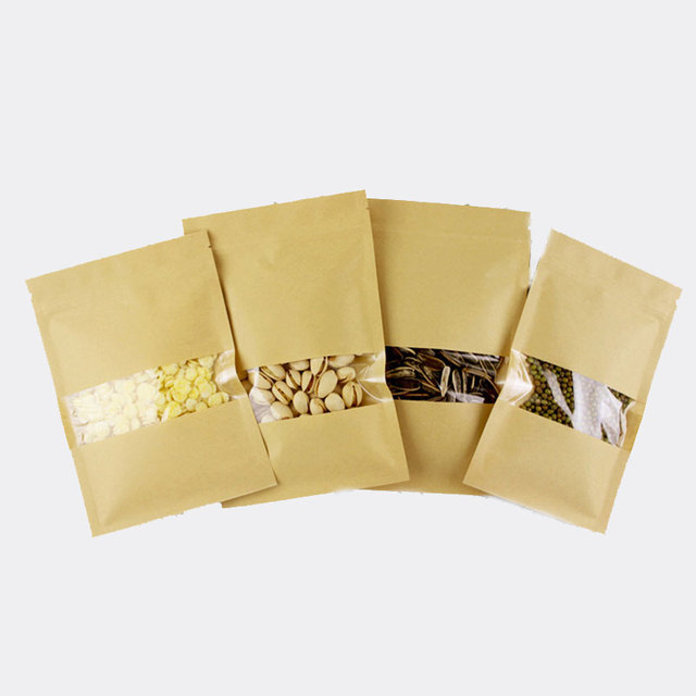 Płaskie torby papierowe na prezent - 50 sztuk - ślub, cukierki, Party, żywność - z oknem i zamkiem błyskawicznym - Wianko - 5