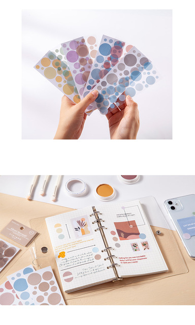6 sztuk kreatywnych naklejek okrągłych Pet Morandi z serii DIY, dekoracyjne etykiety Polka Dot na terminarz i Scrapbooking - Wianko - 12