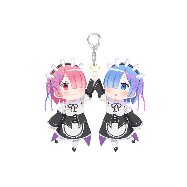 Brelok na klucze Re:ZERO Q wersja znaków Rem Ram - figurki akrylowe Otaku prezent - Wianko - 3