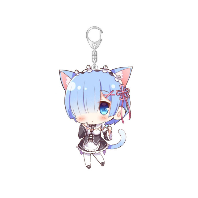 Brelok na klucze Re:ZERO Q wersja znaków Rem Ram - figurki akrylowe Otaku prezent - Wianko - 6