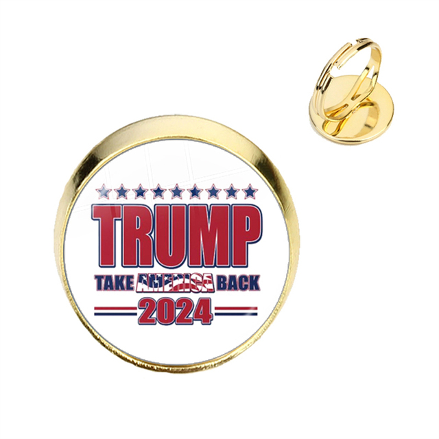 Złote pierścienie Cabochon Trump 2024 - kolekcja wyborcza, wyprodukowane w USA - Wianko - 15