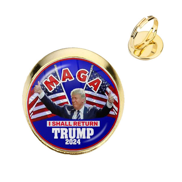Złote pierścienie Cabochon Trump 2024 - kolekcja wyborcza, wyprodukowane w USA - Wianko - 11