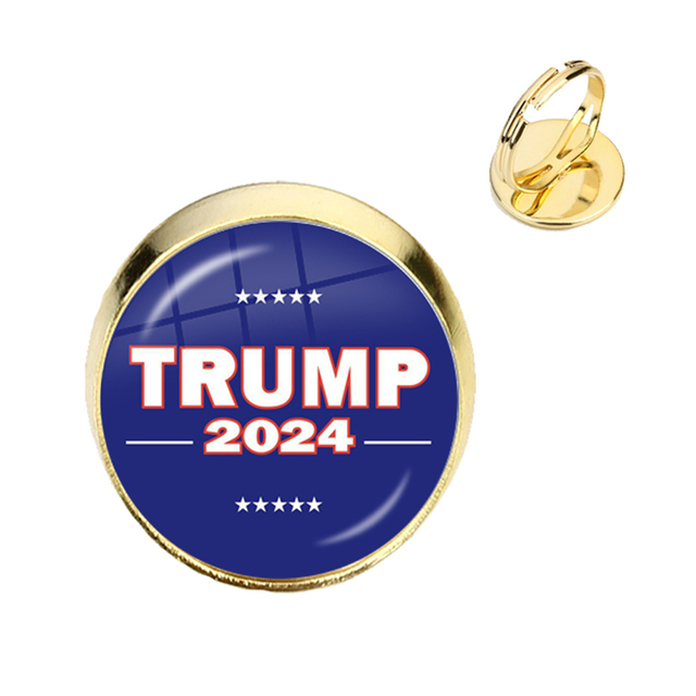 Złote pierścienie Cabochon Trump 2024 - kolekcja wyborcza, wyprodukowane w USA - Wianko - 5